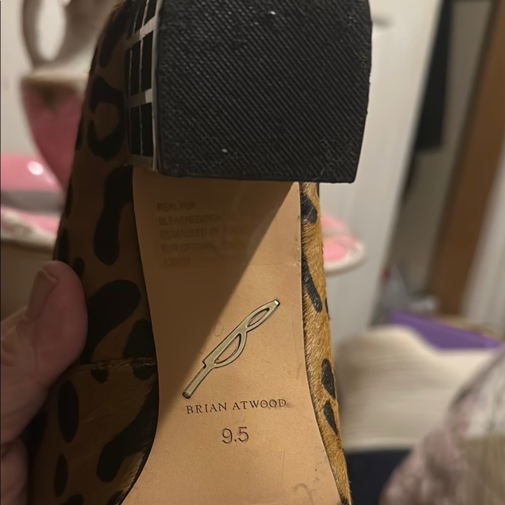 Brian Atwood Leopard Print Pointed-Toe Pumps in Tan and Black - Picture 4 of 12